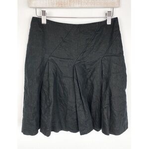 Ann Taylor Loft 100% Linen Pleated Flowy‎ Mini Skirt, Black - Size 4P